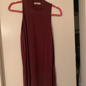 High neck tank top w slits up the side